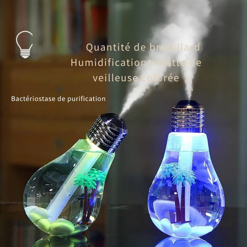 Mini Humidificateur LED Style Paysage – Brumisateur Silencieux USB avec Veilleuse Colorée