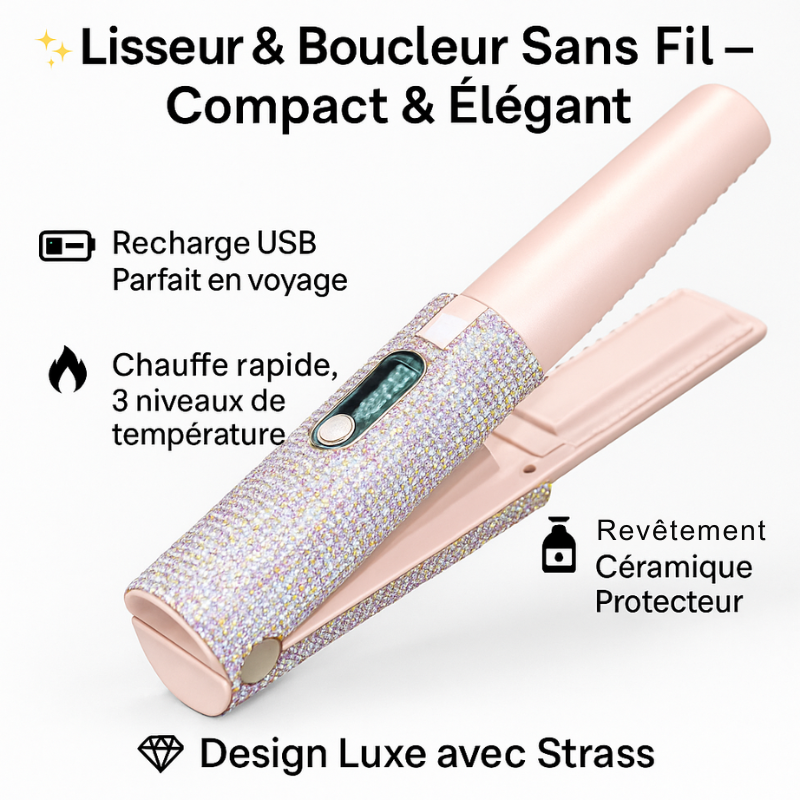 Brosse Lissante Électrique 2-en-1 USB – Lissage & Boucles Faciles