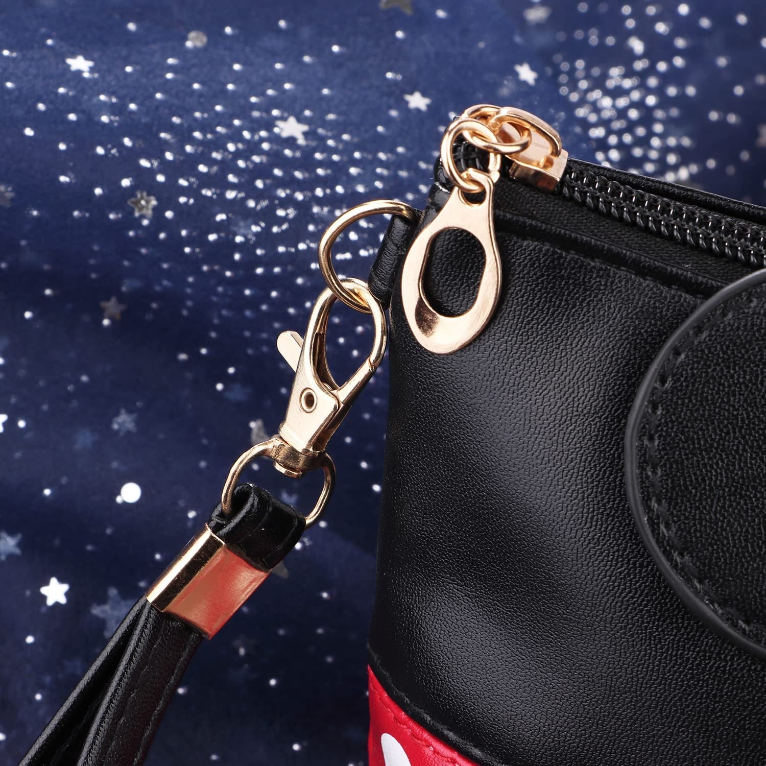 2 Pack Cartoon Leather Travel Makeup Handbag, Cute Portable Cosmetic Bag Toiletry Pouch for Women Teen Girls Kids(Pink&Black)