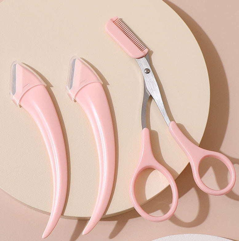Couteau à Sourcils avec Peigne – Courbé en Forme de Lune