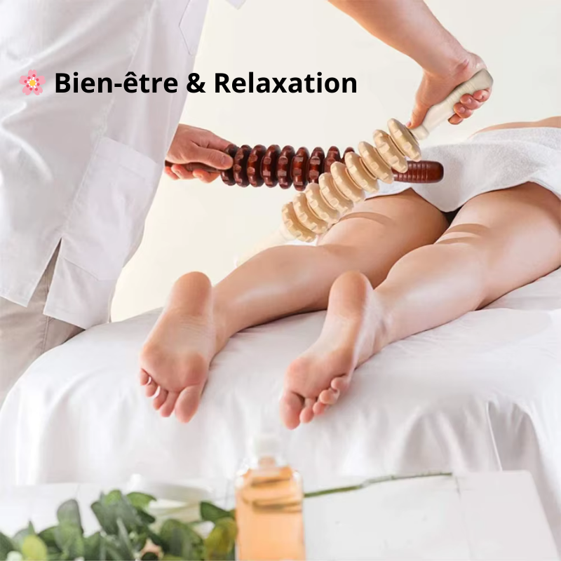 Rouleau en Bois Courbé – Massage Anti-Cellulite & Drainage Lymphatique