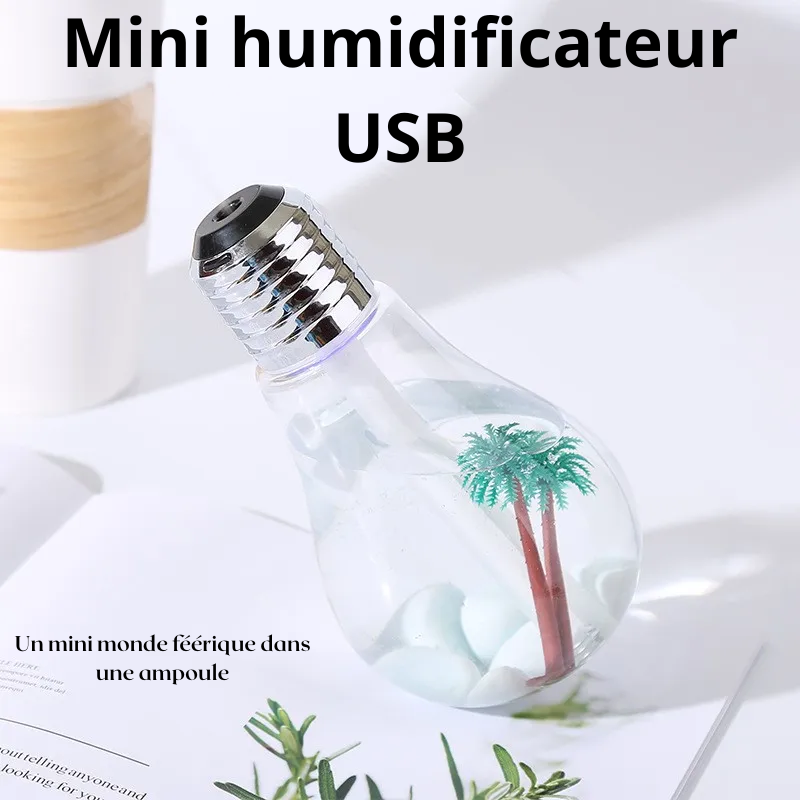 Mini Humidificateur LED Style Paysage – Brumisateur Silencieux USB avec Veilleuse Colorée