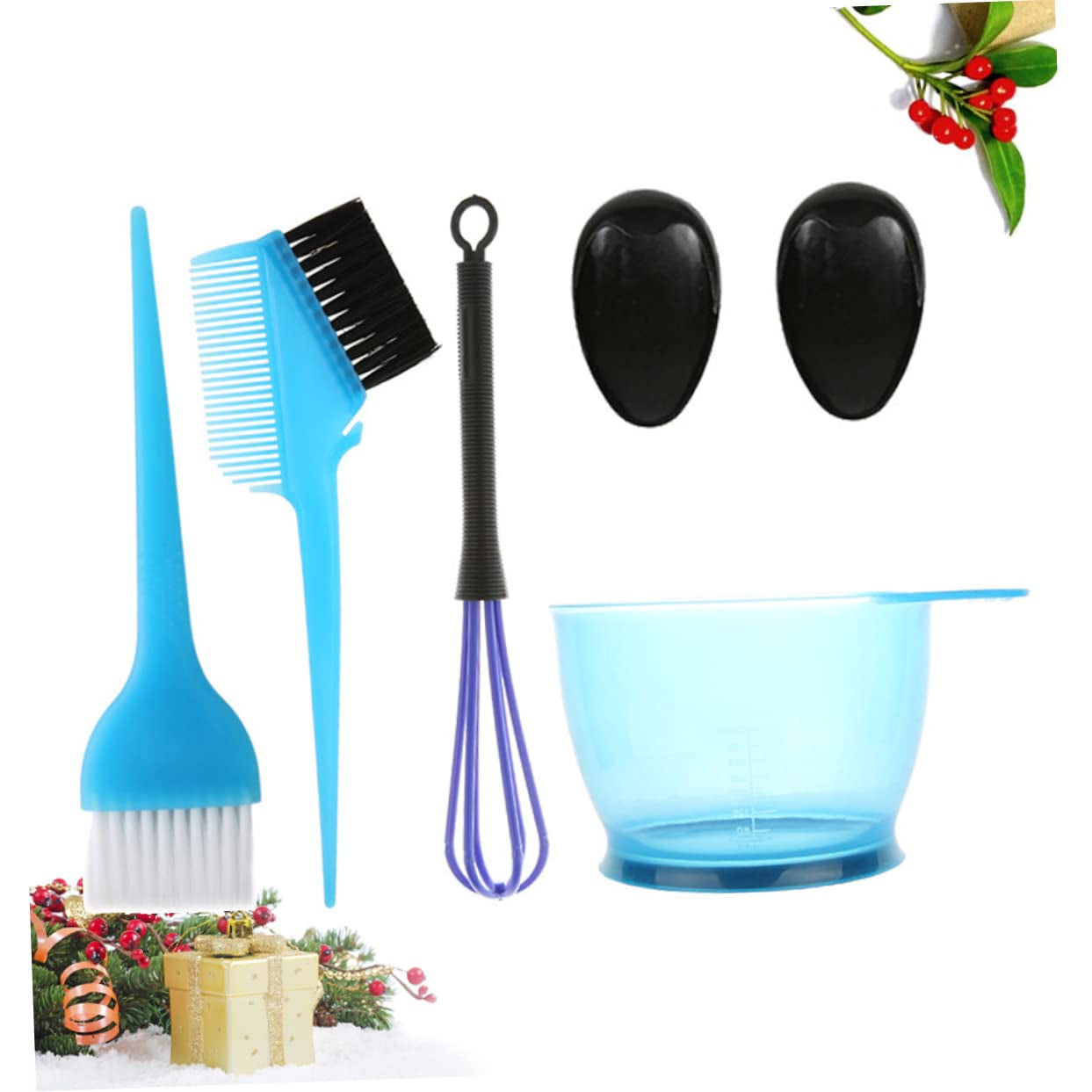 Hair Dye Set Kit 5Pcs Hair Coloring Tools Measurement Bowl Brush Whisk Earmuffs for Home Use