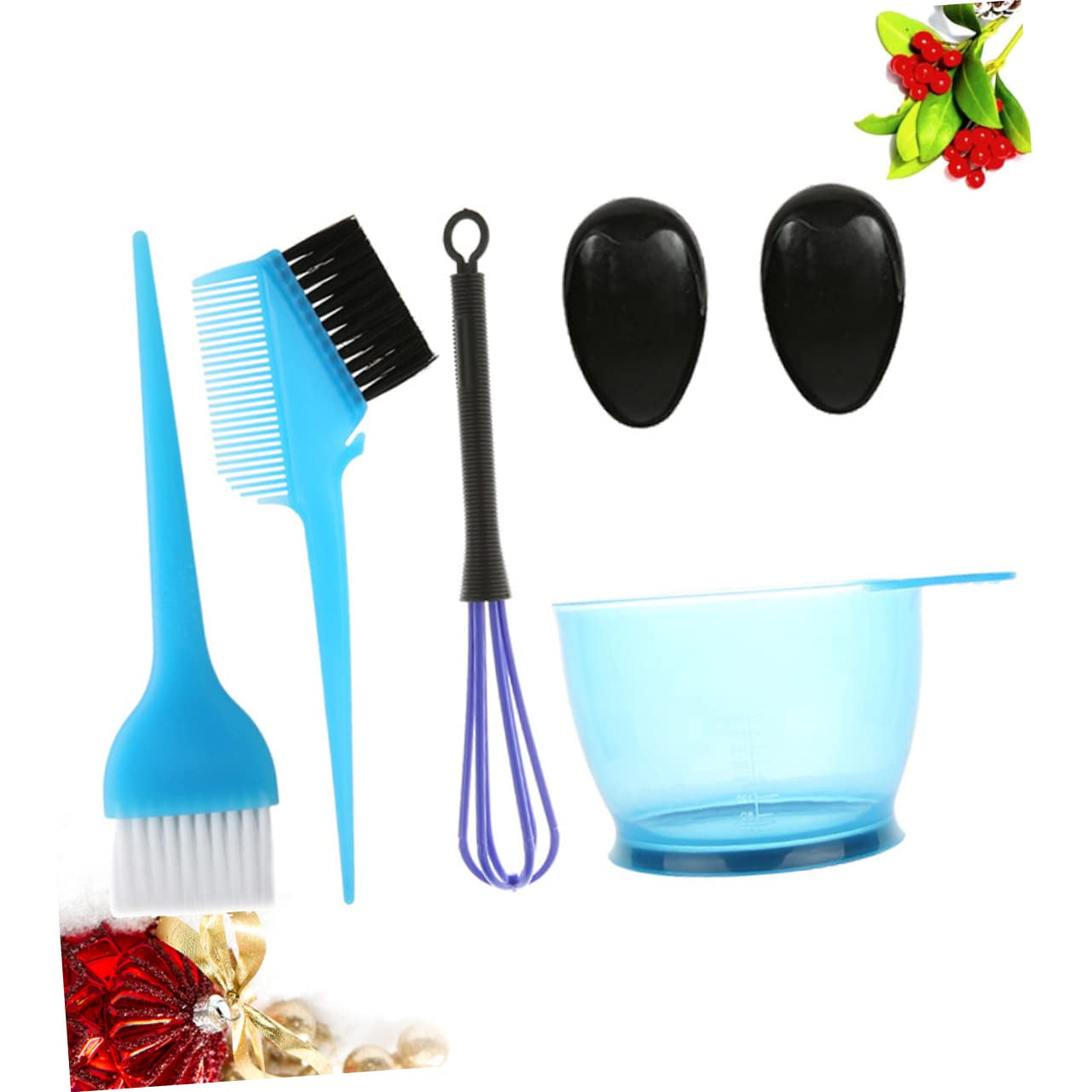 Hair Dye Set Kit 5Pcs Hair Coloring Tools Measurement Bowl Brush Whisk Earmuffs for Home Use