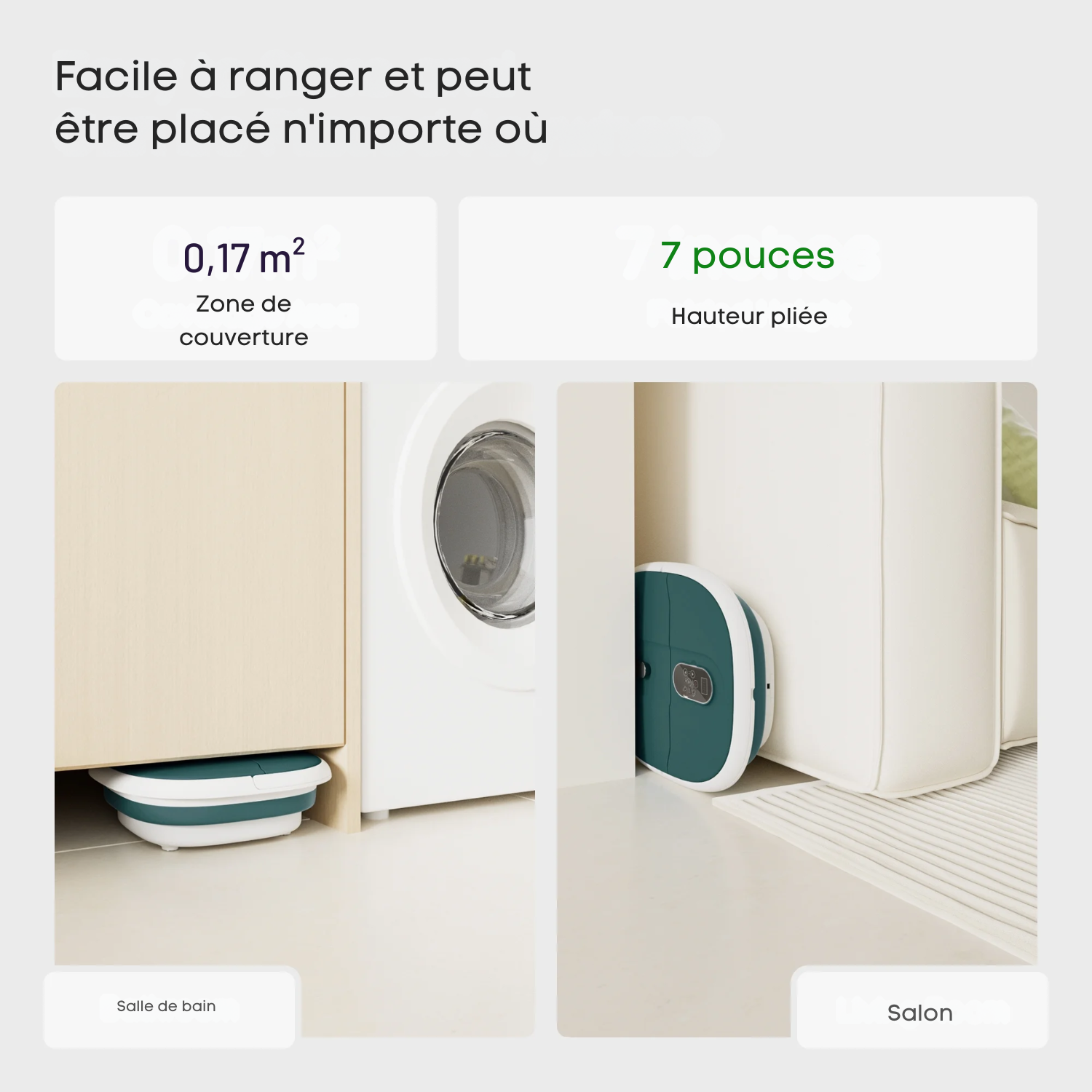 Bain de Pieds Massant Chauffant – Pliable avec Télécommande & Écran Digital – 6 Rouleaux de Massage – Vert