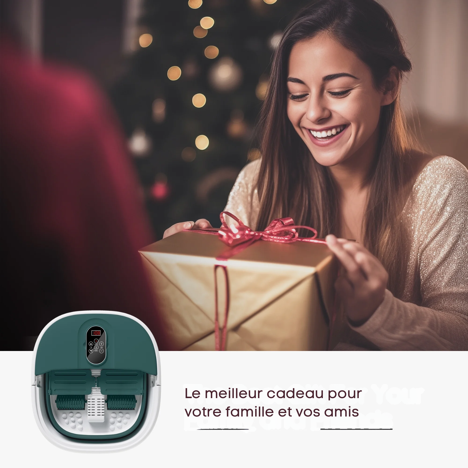 Bain de Pieds Massant Chauffant – Pliable avec Télécommande & Écran Digital – 6 Rouleaux de Massage – Vert
