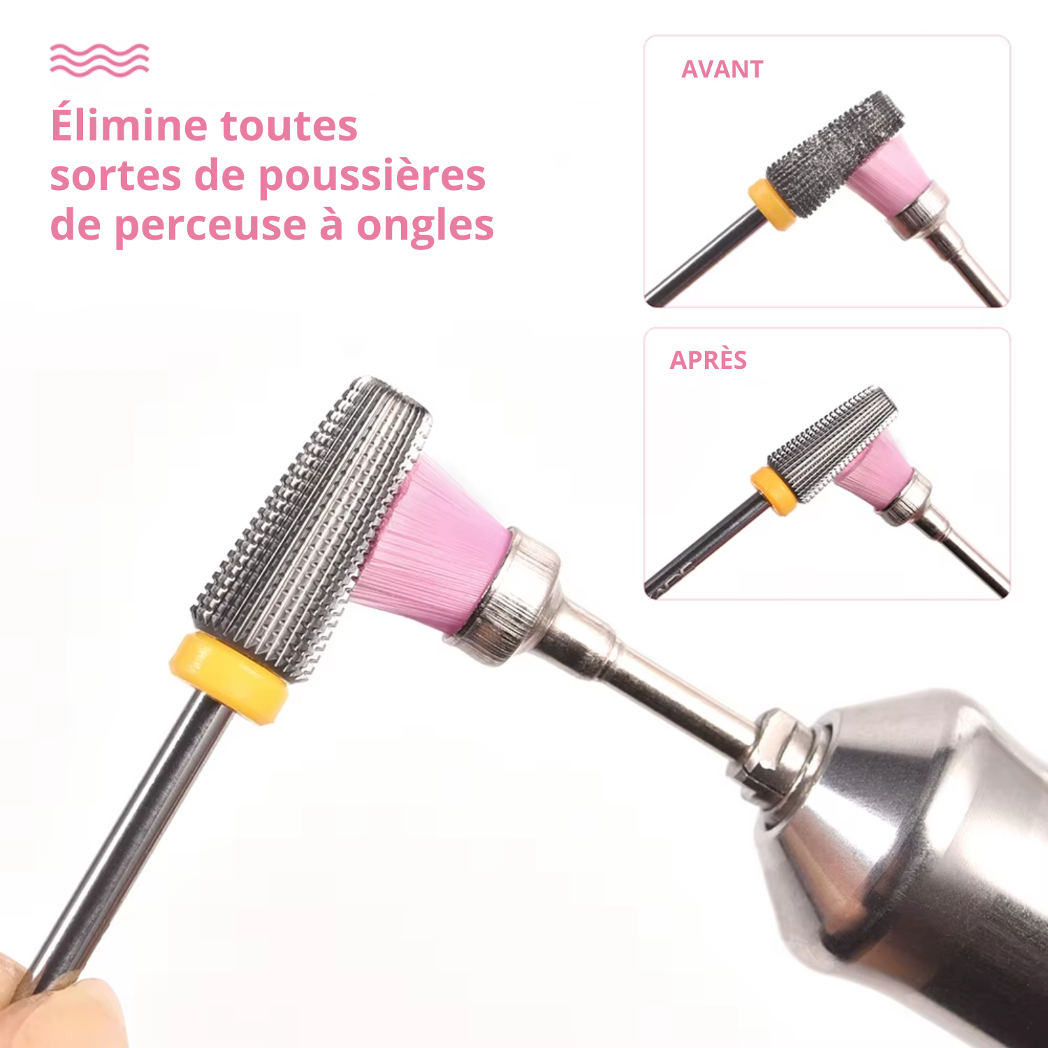 Brosse de Nettoyage pour Embouts de Ponceuse à Ongles – Accessoire Manucure Professionnel Nettoyeur de Fraises, Retire-Poussière pour Outils de Nail Art et Ponceuses Électriques