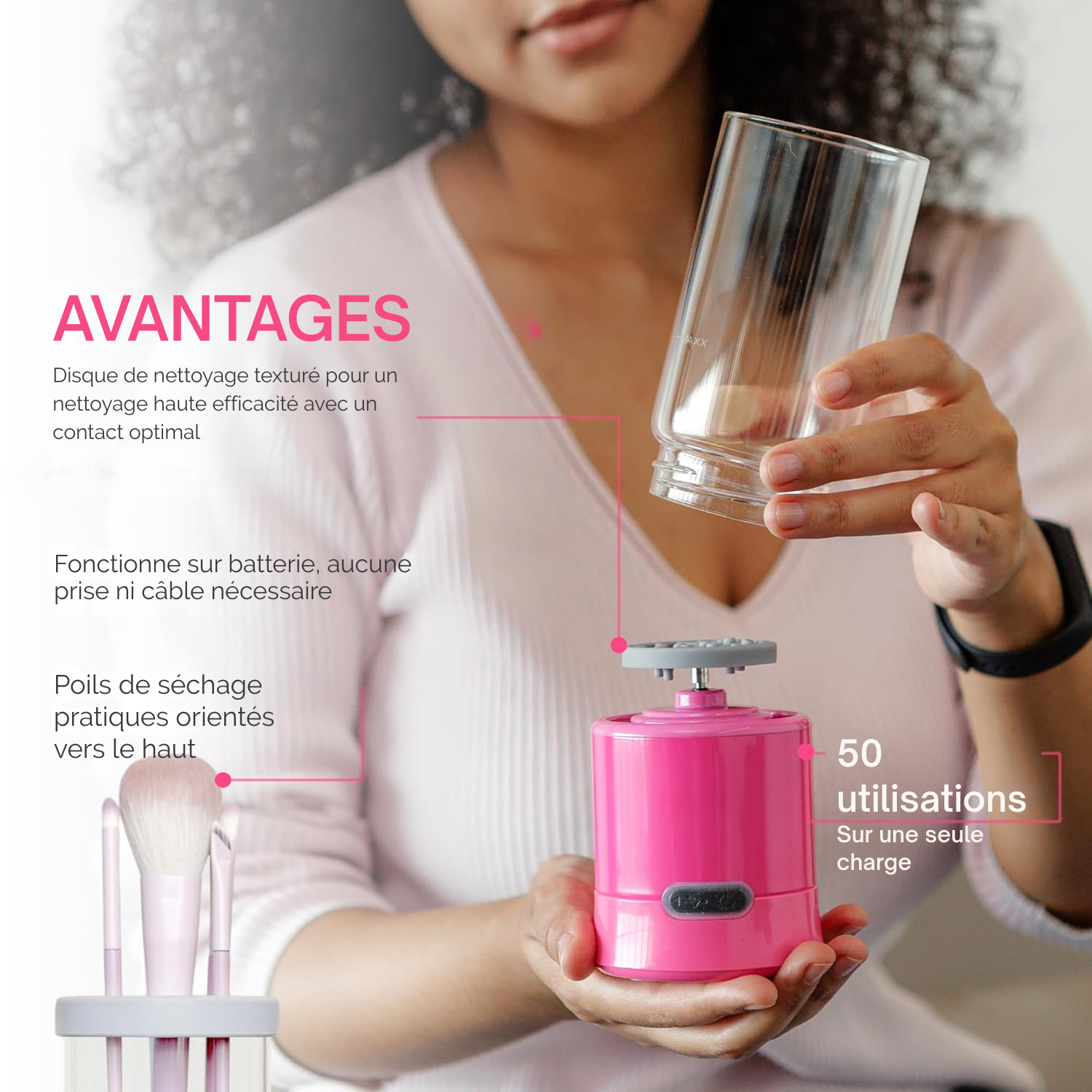 Nettoyeur Électrique 3-en-1 pour Pinceaux de Maquillage – Lave, Sèche et Range Automatiquement Pinceaux, Éponges et Accessoires