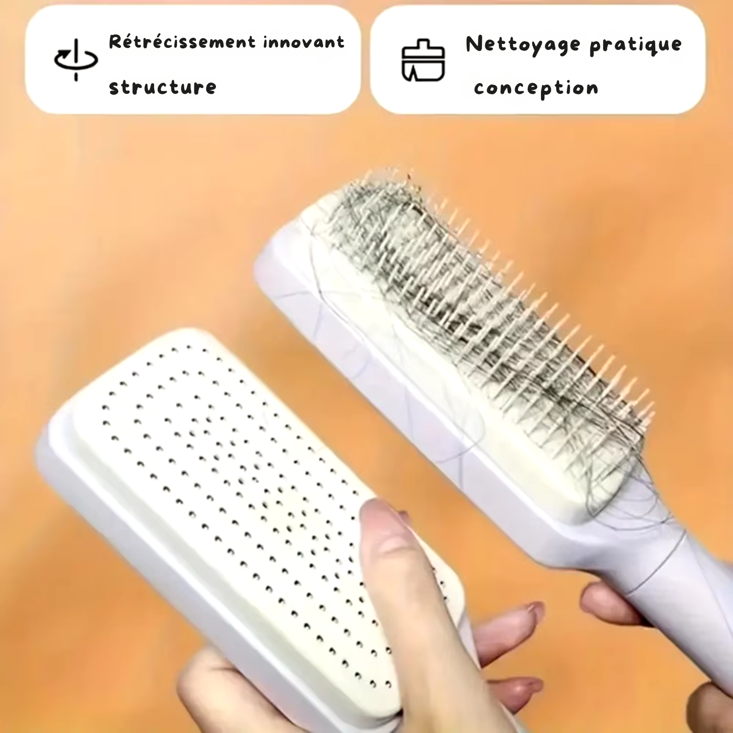 Brosse à Cheveux Magique Auto-Nettoyante Rotative – Coussin d’Air Massant & Brosse Lissante Antistatique pour Femmes