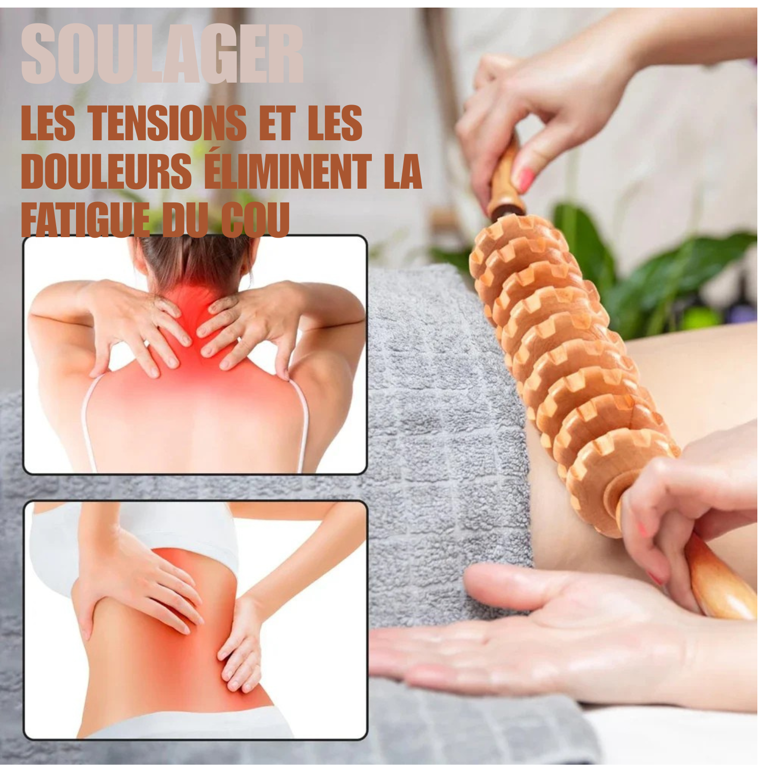 Rouleau en Bois Courbé – Massage Anti-Cellulite & Drainage Lymphatique