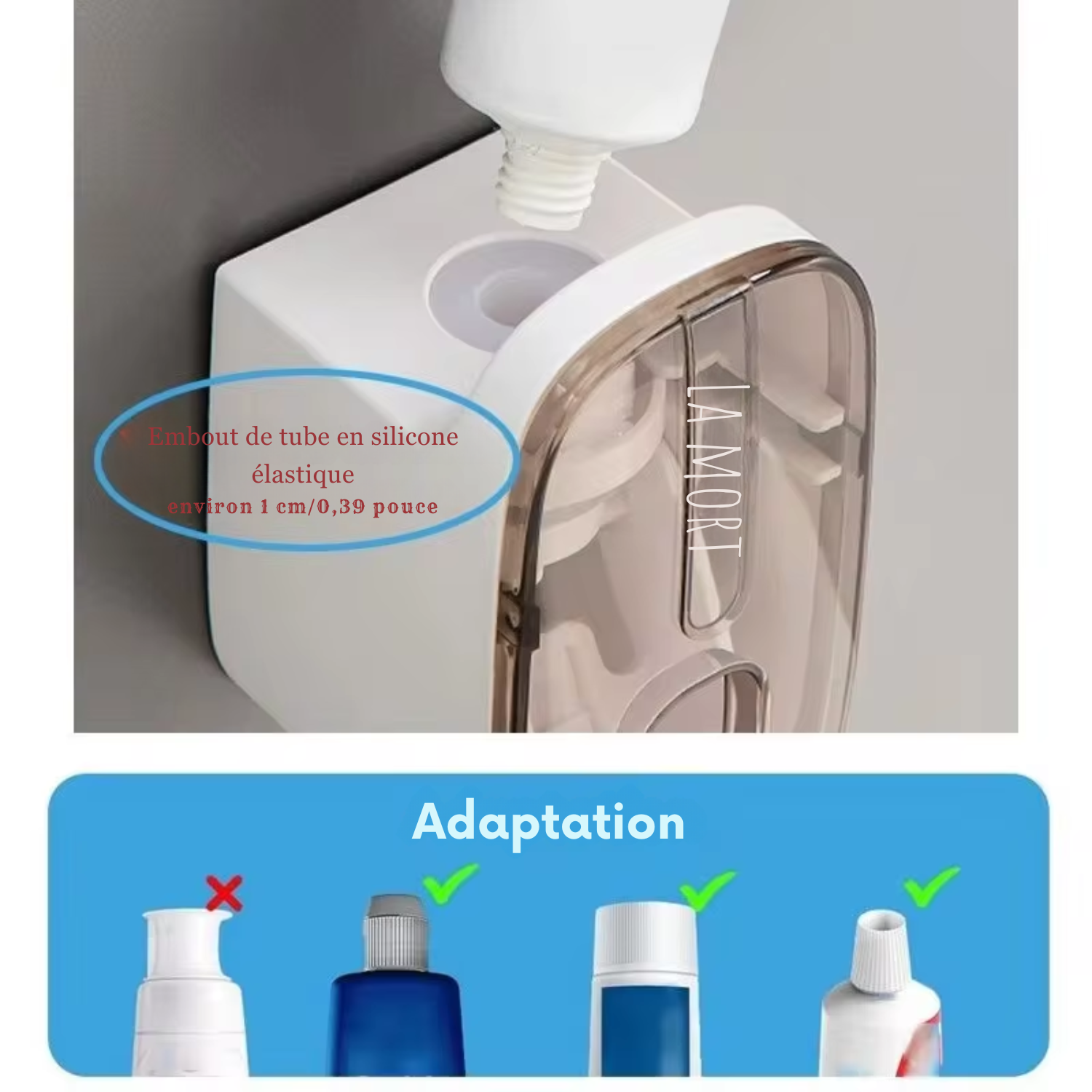 Distributeur Automatique de Dentifrice – 1 Pièce | Accessoire de Salle de Bain Mural | Presse-Dentifrice Paresseux avec Support pour Brosse à Dents