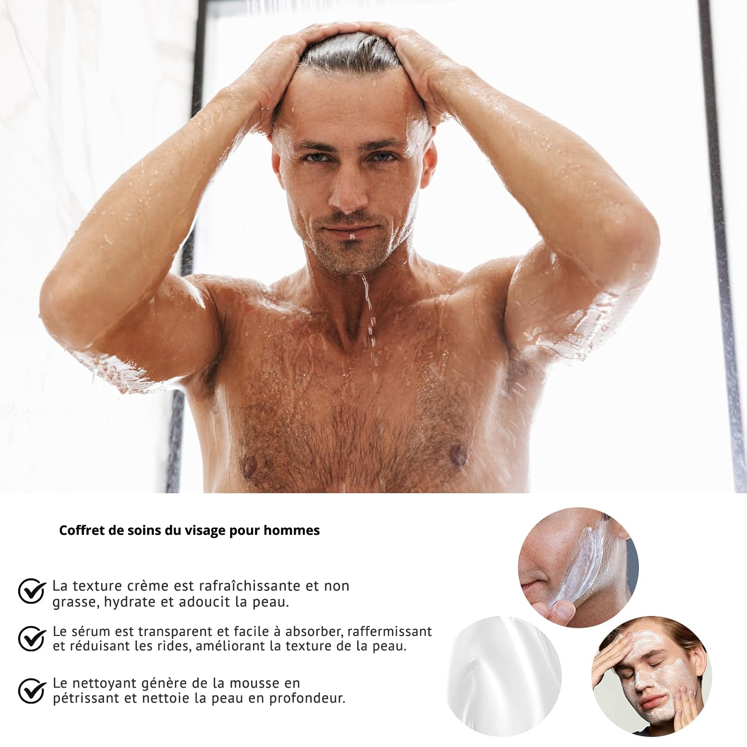 Baume au Suif Anti-Rides, Kit de Soin 3-en-1 pour Homme – Sérum au Suif & Nettoyant Visage, Coffret de Soin du Visage pour Homme, Hydratant au Suif pour le Visage, Baume 100 % Naturel au Suif de Bœuf, Réduit les Rides et Ridules.