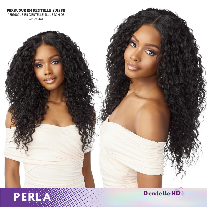 Perruque Synthétique Lace Front 13x6 – Modèle "Perla" Sans colle – Fait main – Densité naturelle