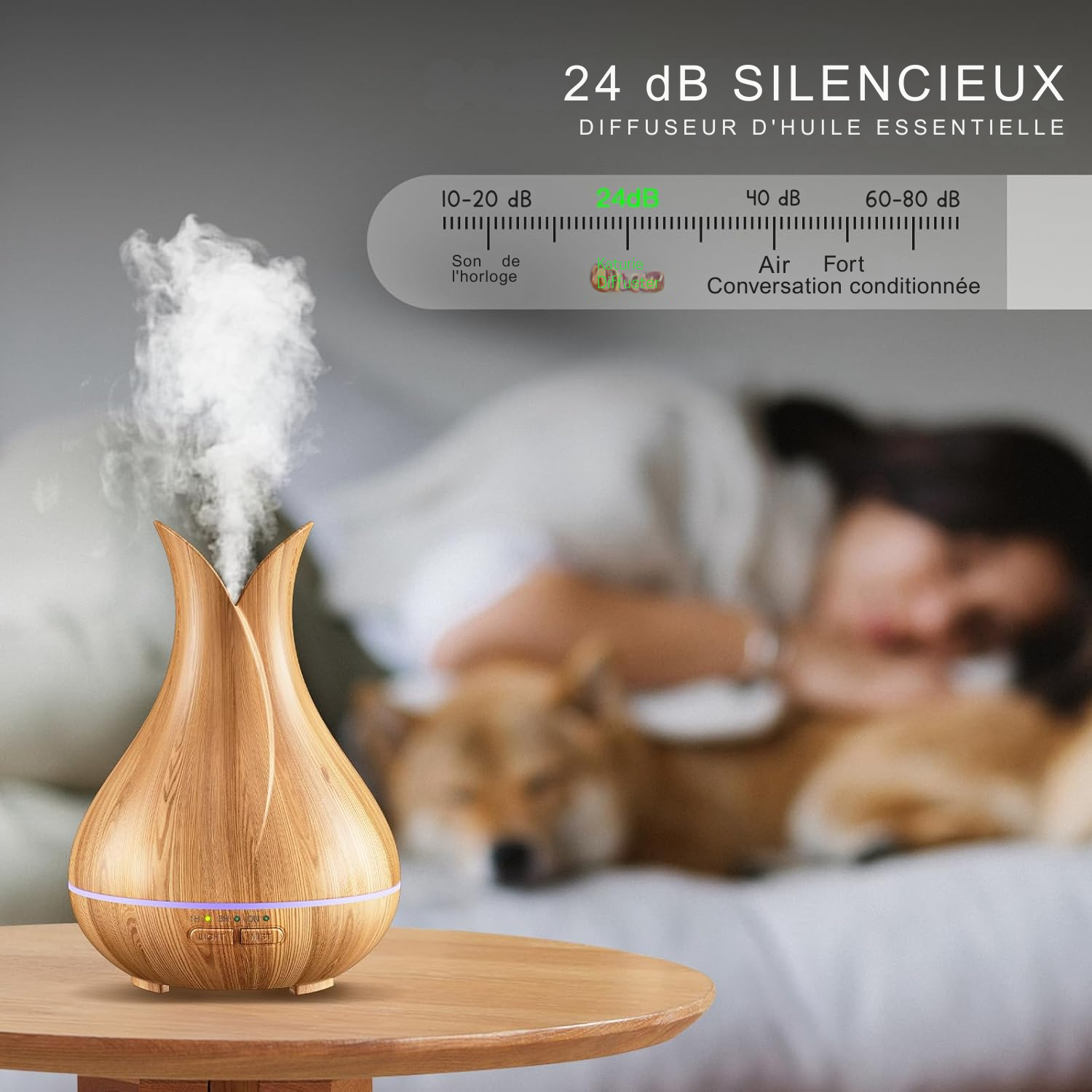 Diffuseur d’Huiles Essentielles – Design Bois Naturel 150 ml | Ambiance Relaxante & Silencieuse