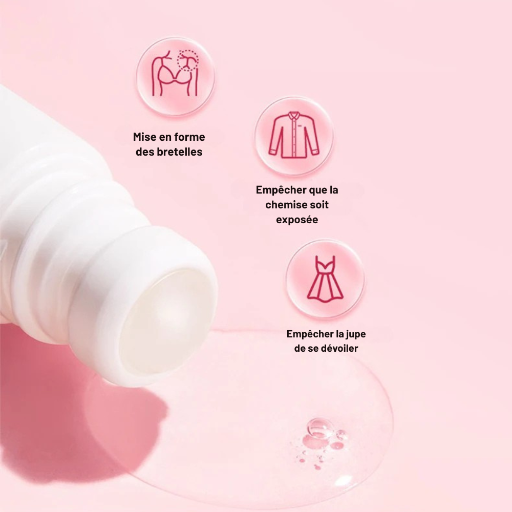 Colle Corporelle Anti-Glisse 10 g – Roll-On Transparent pour Vêtements et Peau