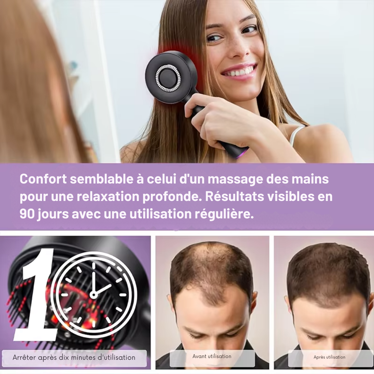 Peigne Massant Électrique pour le Cuir Chevelu – Anti-Chute & Stimulation de la Pousse