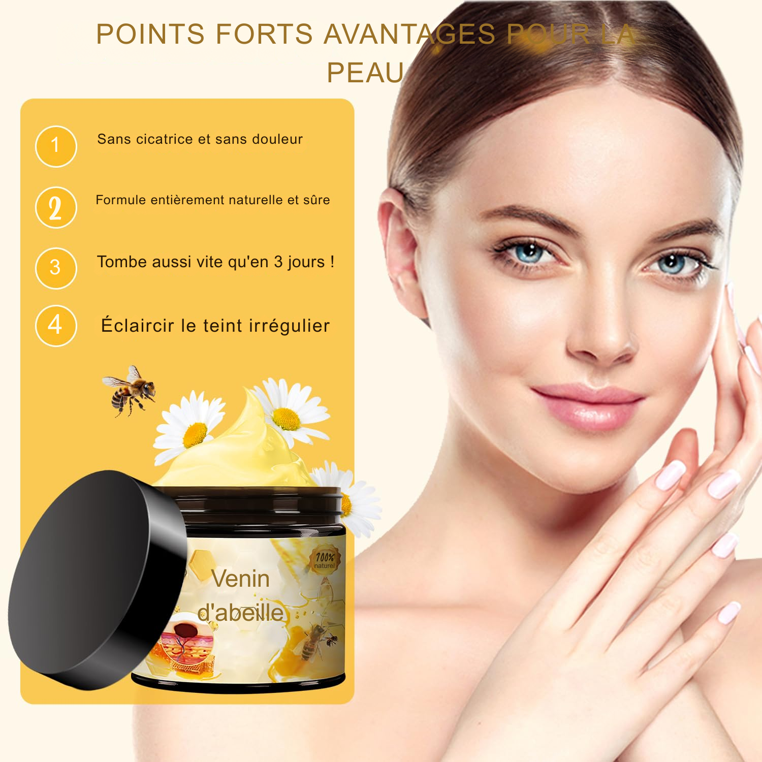 Lot de 2 Crèmes au Venin d’Abeille – Crème Réparatrice Naturelle – Hydratant Professionnel pour Tous Types de Peau