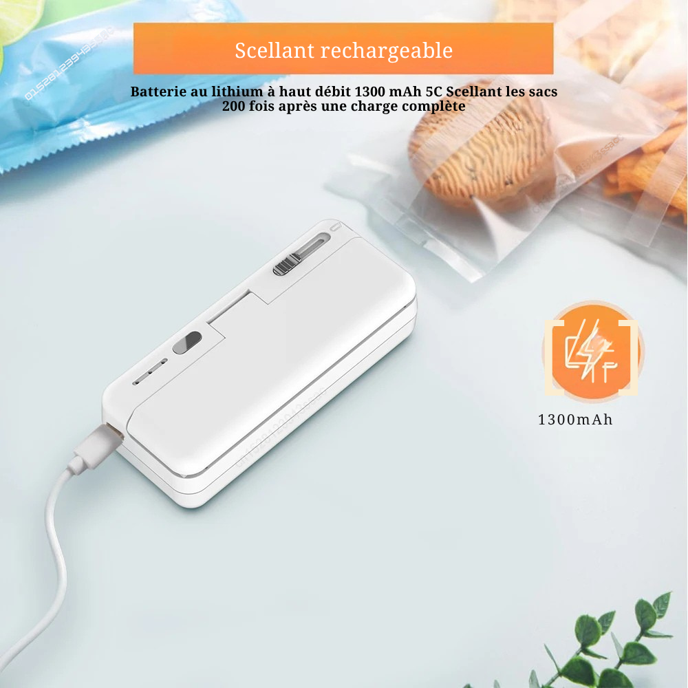 Scelleuse de Sacs Plastiques Mini – Appareil de Soudure Thermique Rechargeable pour Emballages Alimentaires