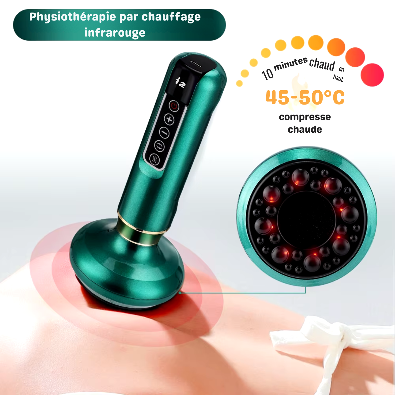 Masseur Électrique à Ventouses – Appareil d’Aspiration avec Chaleur Infrarouge, Guasha, Anti-Cellulite, Drainage Lymphatique et Massage Amincissant