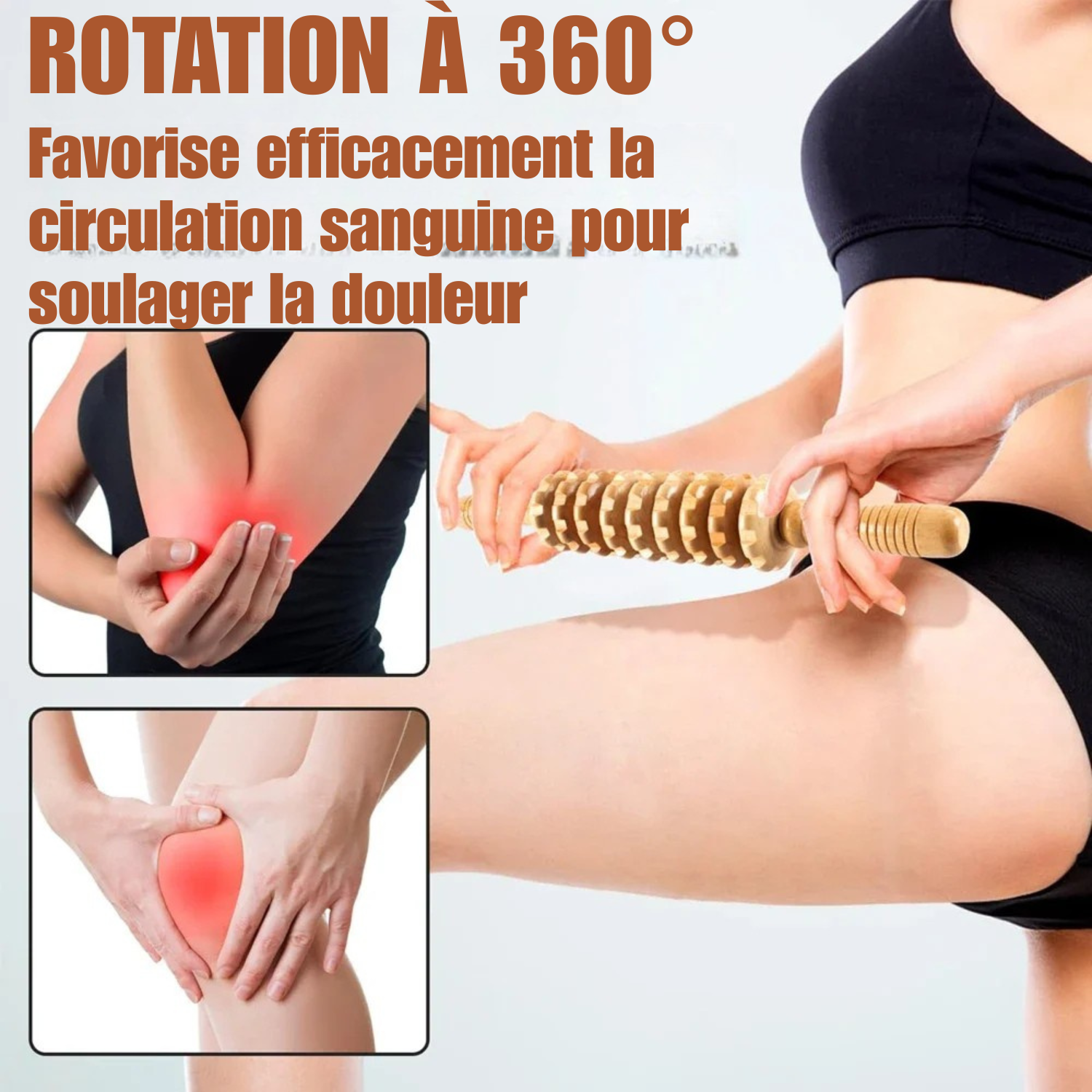 Rouleau en Bois Courbé – Massage Anti-Cellulite & Drainage Lymphatique