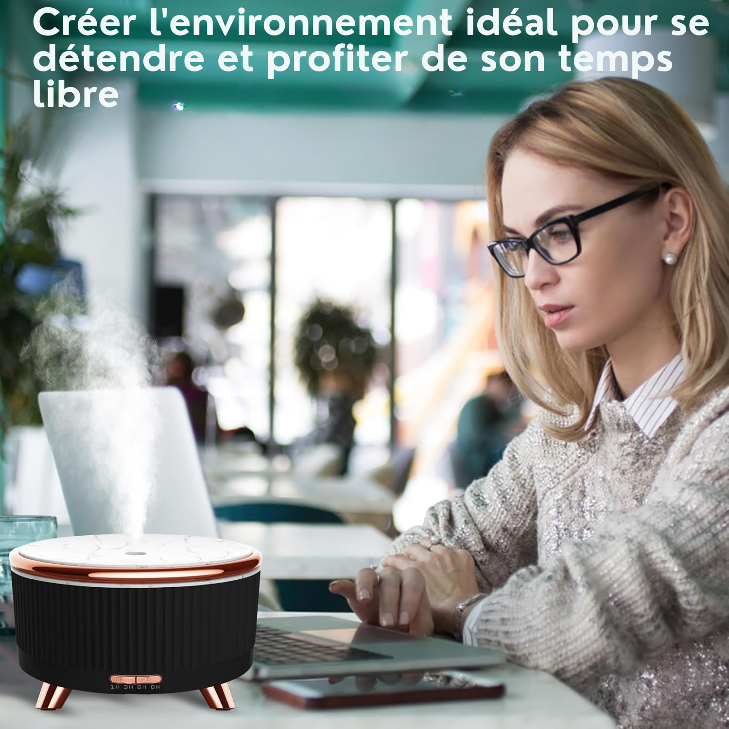 Diffuseur d’Huiles Essentielles 500 ml – Grande Capacité & Télécommande | Humidificateur Ultrasonique avec Lumières LED & Arrêt Automatique – Noir