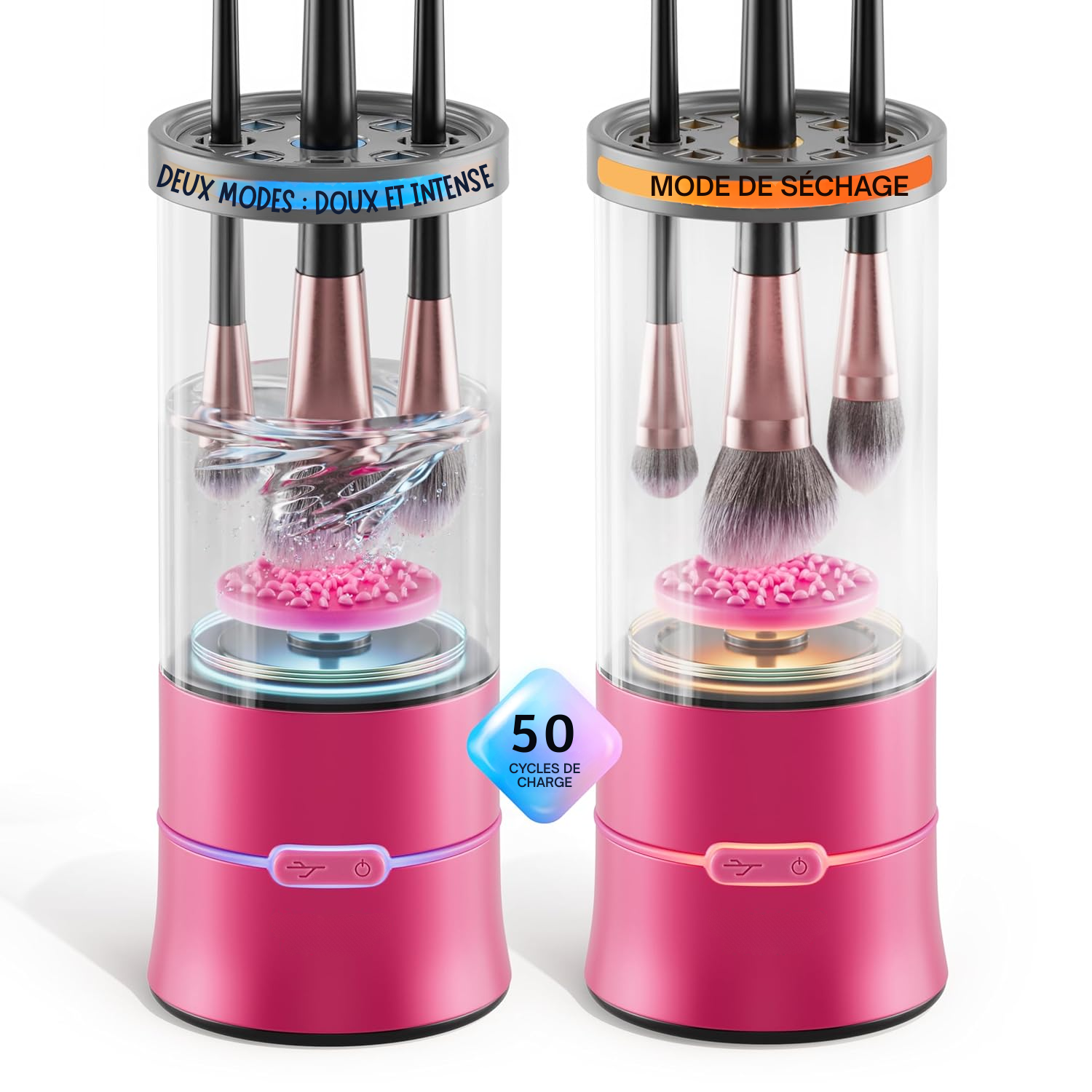 Nettoyeur Électrique 3-en-1 pour Pinceaux de Maquillage – Lave, Sèche et Range Automatiquement Pinceaux, Éponges et Accessoires