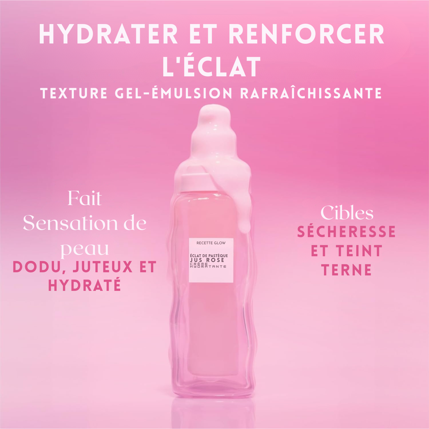 Gel Hydratant Visage Pink Juice – Pour Femmes, Hommes & Adolescents – Hydratation à l’Acide Hyaluronique, Éclat du Teint, Non Comédogène, Sans Huile, Soin Coréen Longue Durée pour Peaux Grasses (50 ml)