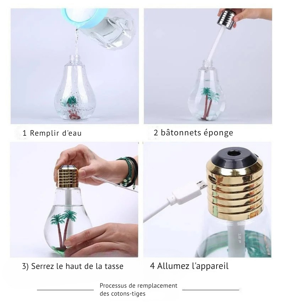 Mini Humidificateur LED Style Paysage – Brumisateur Silencieux USB avec Veilleuse Colorée