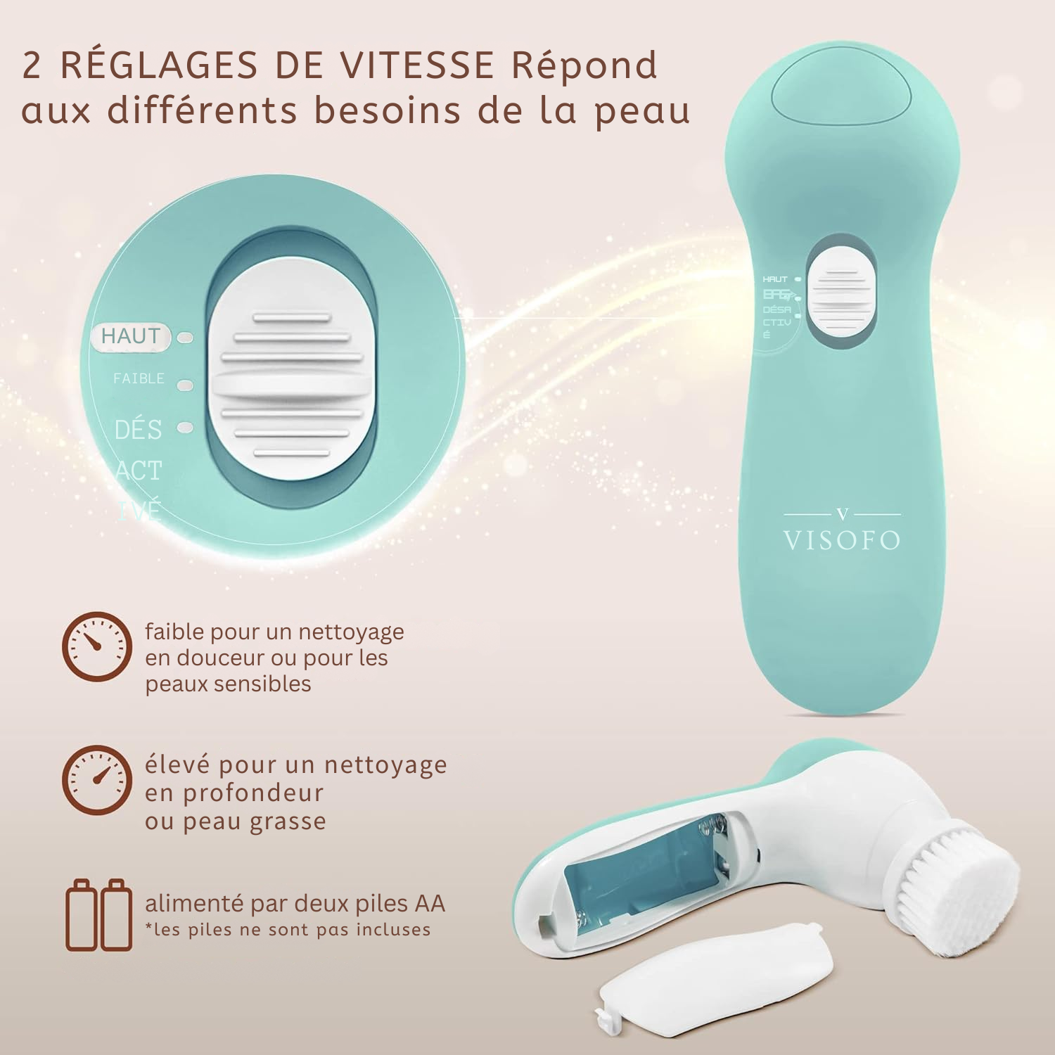 Brosse Nettoyante Visage Électrique – Face Scrubber Exfoliant 7-en-1 (Coloris Opal)