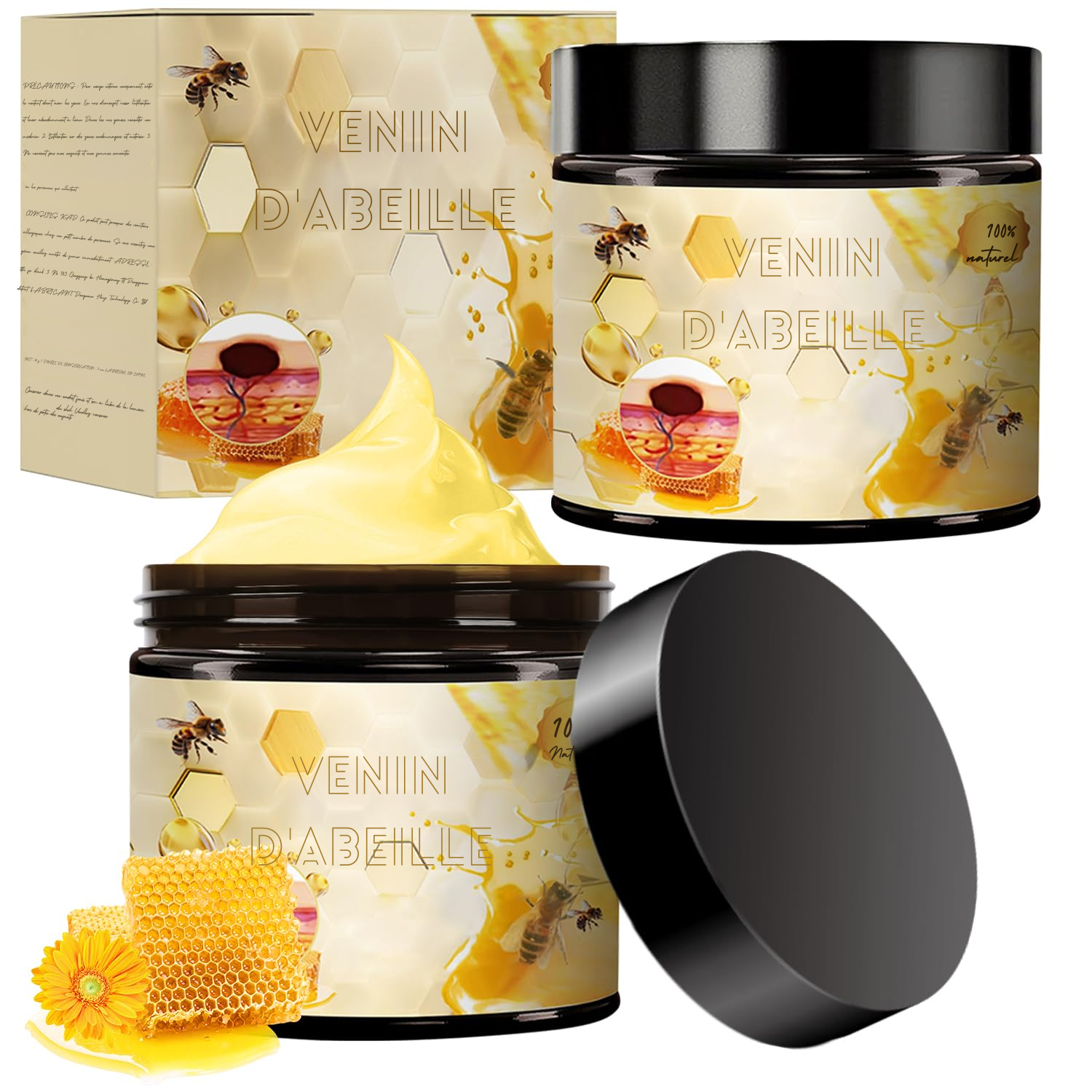 Lot de 2 Crèmes au Venin d’Abeille – Crème Réparatrice Naturelle – Hydratant Professionnel pour Tous Types de Peau
