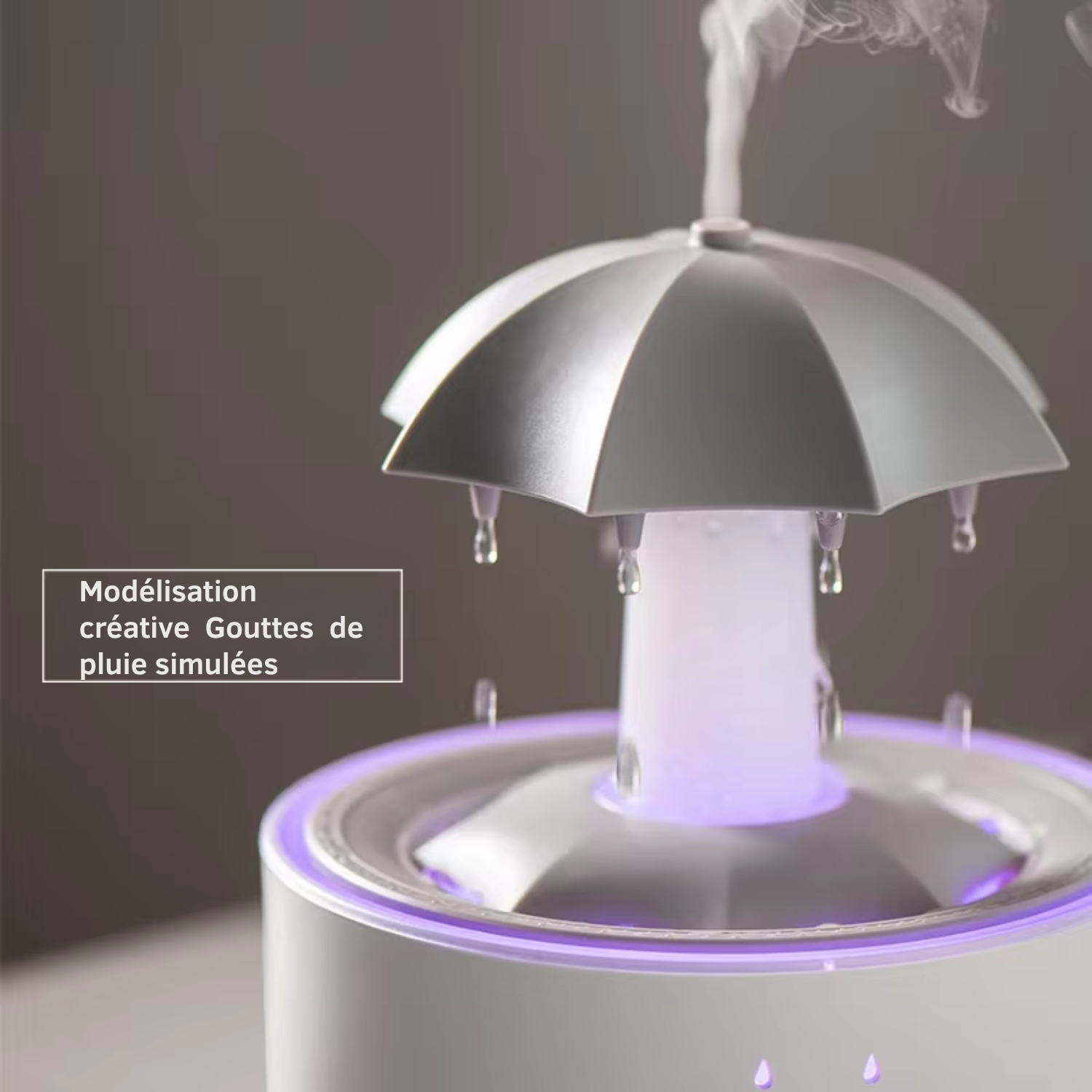 Humidificateur d'air créatif en forme de goutte de pluie avec lumière colorée – Diffuseur d'huiles essentielles