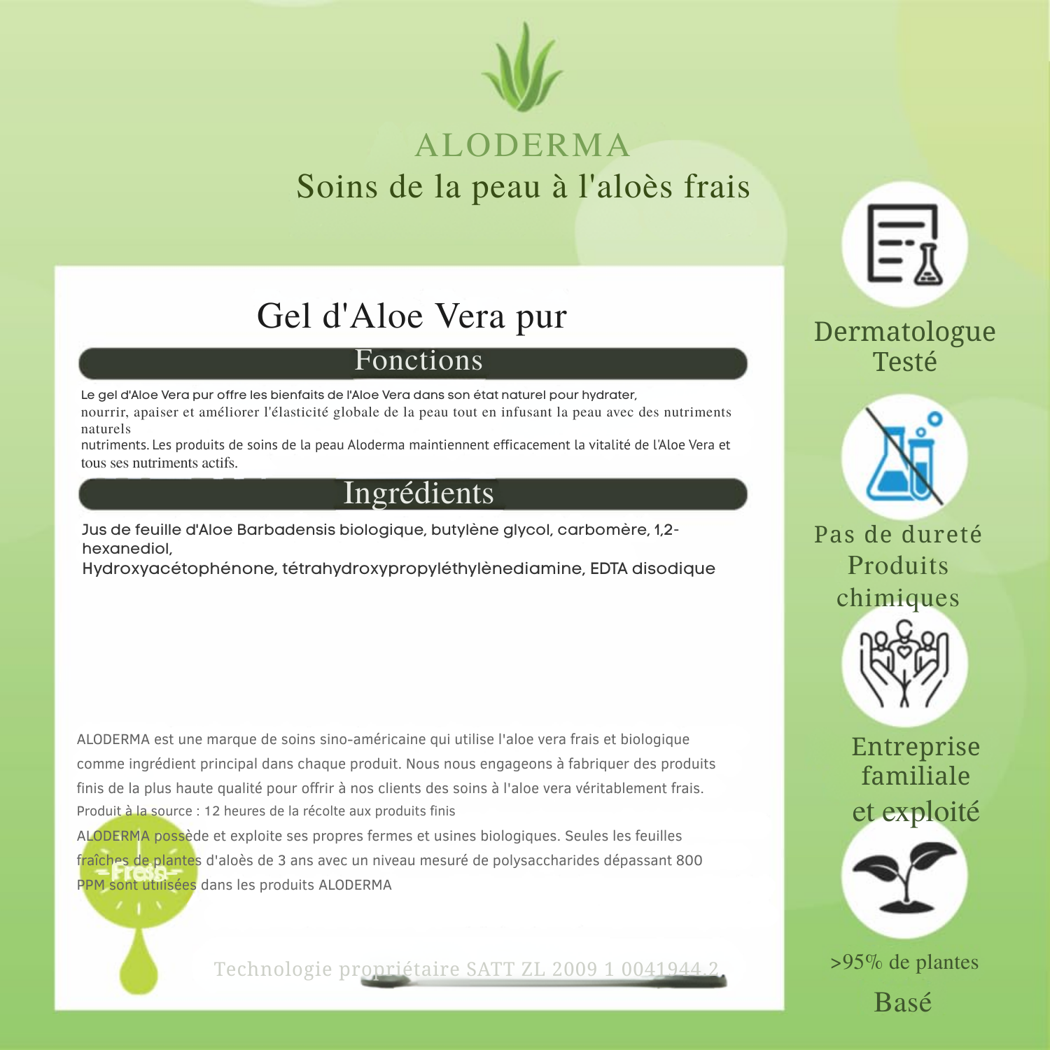 Gel d’Aloe Vera Bio pour Visage & Corps – 96 % Pur, Hydratant Apaisant – 200 ml