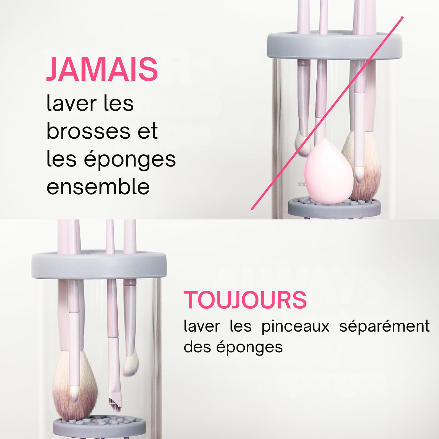 Nettoyeur Électrique 3-en-1 pour Pinceaux de Maquillage – Lave, Sèche et Range Automatiquement Pinceaux, Éponges et Accessoires