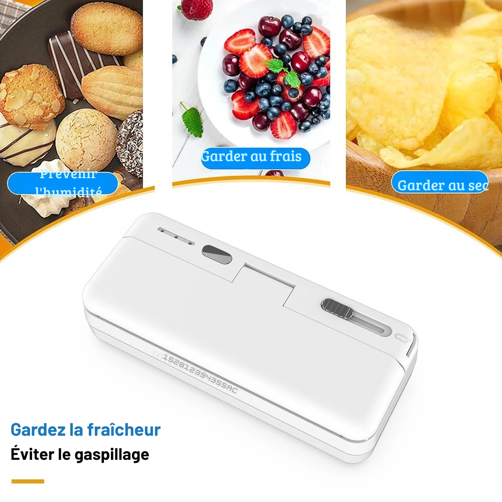 Scelleuse de Sacs Plastiques Mini – Appareil de Soudure Thermique Rechargeable pour Emballages Alimentaires