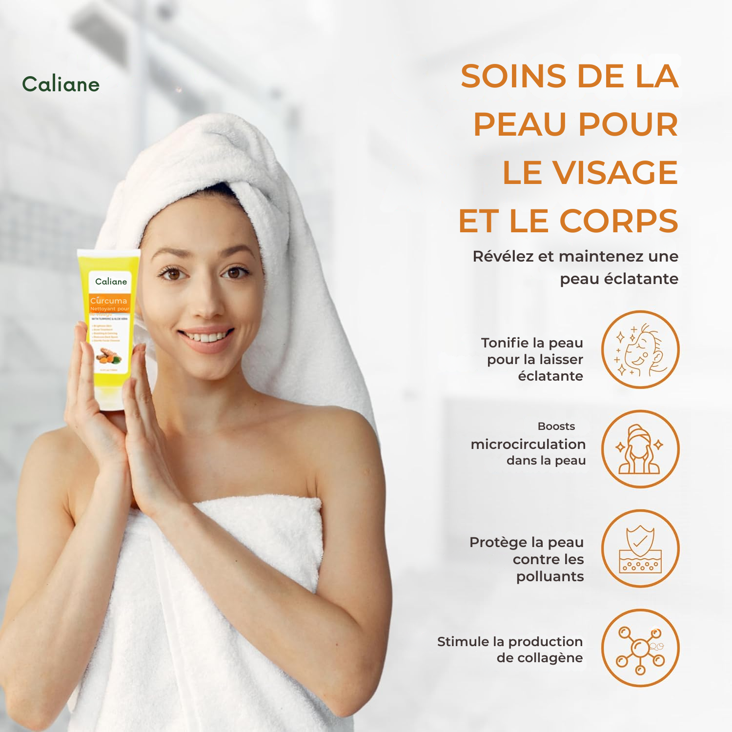 Coffret Soin Visage & Corps au Curcuma – Éclat & Anti-Imperfections Kit Complet de Soins Naturels au Curcuma : Nettoyant, Gommage Corporel, Crème Visage & Sérum Éclat