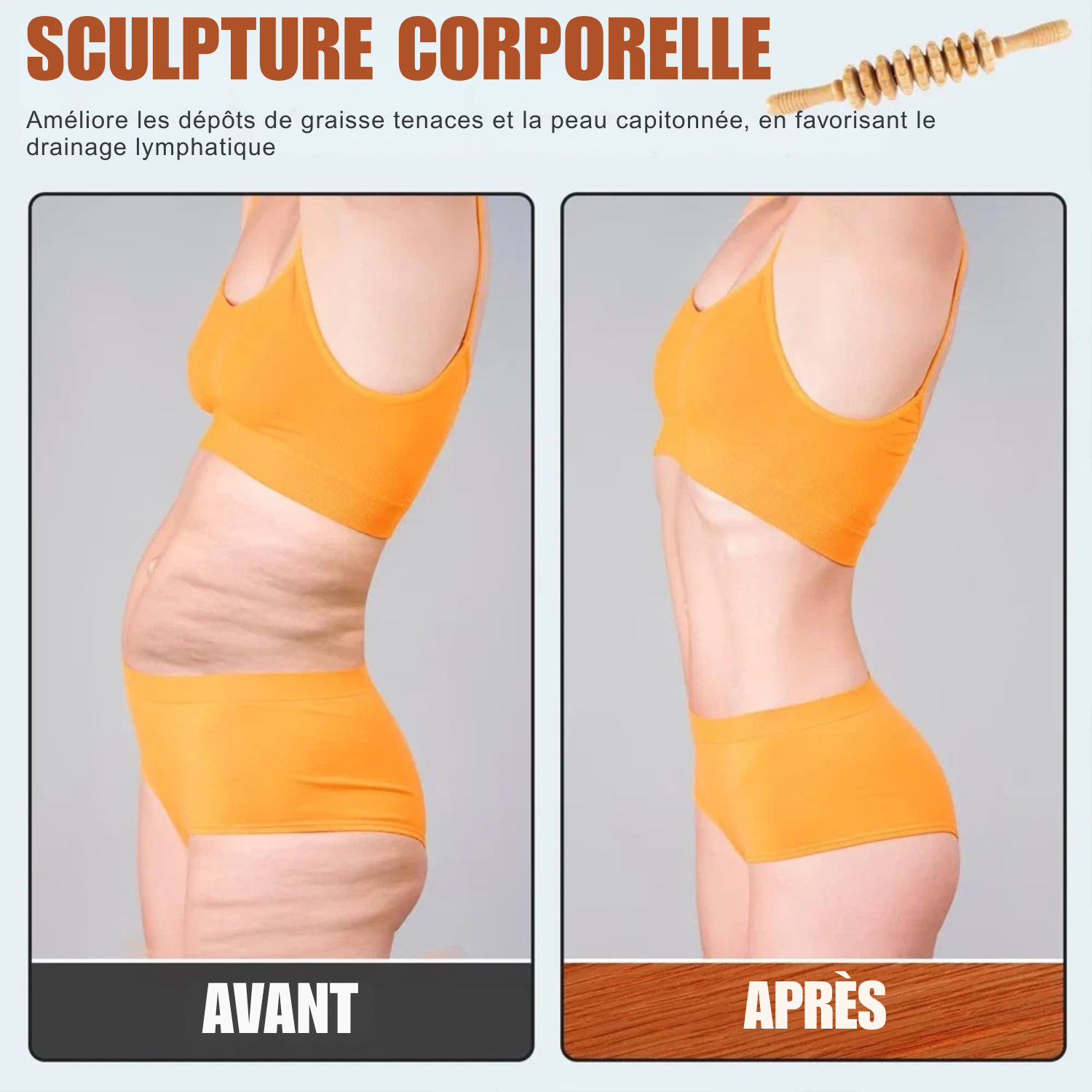 Rouleau en Bois Courbé – Massage Anti-Cellulite & Drainage Lymphatique