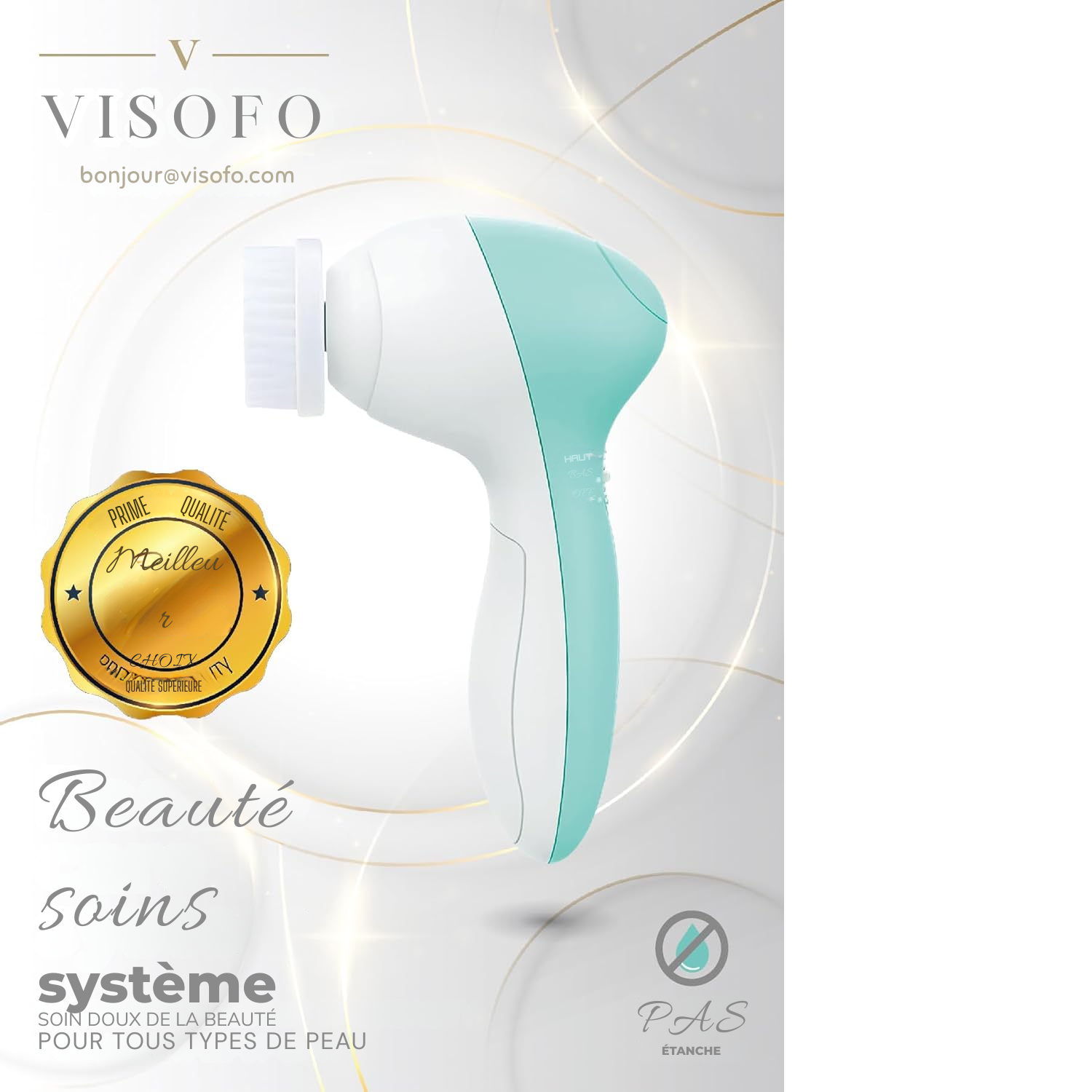 Brosse Nettoyante Visage Électrique – Face Scrubber Exfoliant 7-en-1 (Coloris Opal)