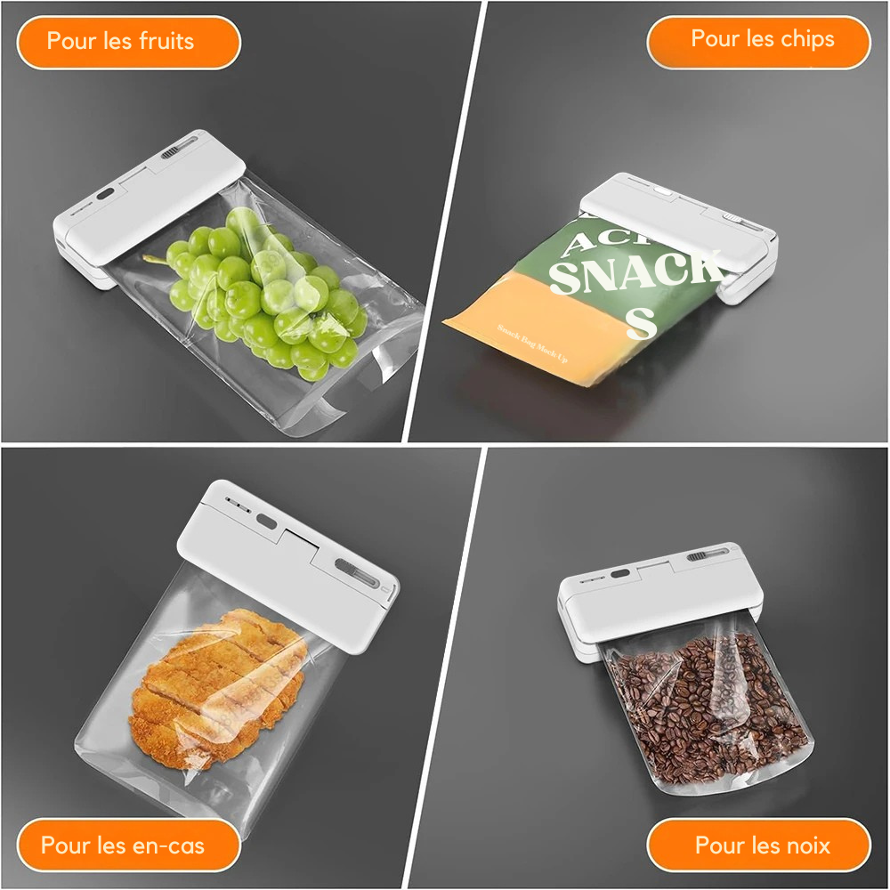 Scelleuse de Sacs Plastiques Mini – Appareil de Soudure Thermique Rechargeable pour Emballages Alimentaires