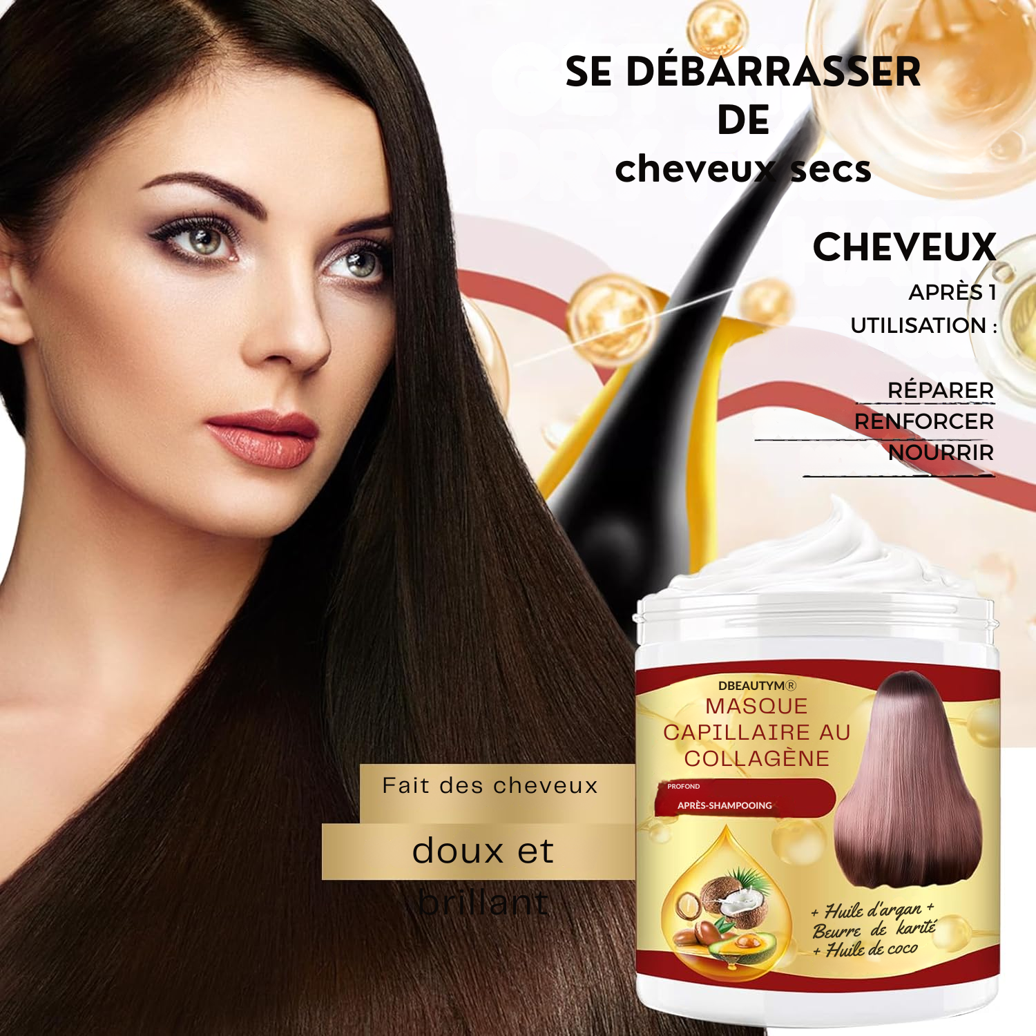 Masque Capillaire au Collagène & Sérum de Croissance des Cheveux Soin Profond Hydratant pour Cheveux Secs et Abîmés | Huile de Croissance Naturelle Contre la Chute des Cheveux | Traitement Naturel de Repousse pour Hommes et Femmes