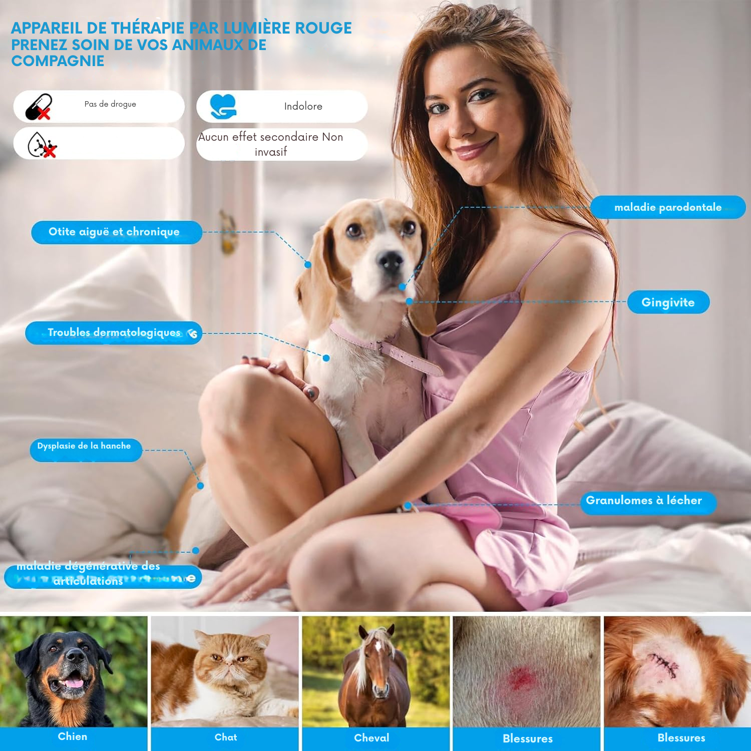 🔴 Appareil de Photothérapie LED Rouge – Dispositif LLLT à Basse Intensité avec Trépied & Écran Digital – Pour Réduction de la Fatigue chez l'Humain et l'animal