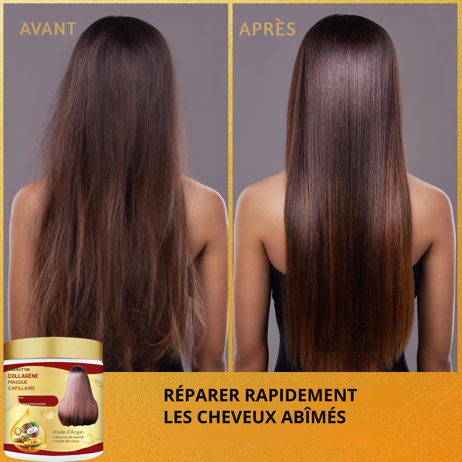 Masque Capillaire au Collagène & Sérum de Croissance des Cheveux Soin Profond Hydratant pour Cheveux Secs et Abîmés | Huile de Croissance Naturelle Contre la Chute des Cheveux | Traitement Naturel de Repousse pour Hommes et Femmes