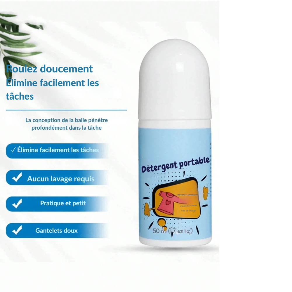 Nettoyant Anti-Tâches Portable 50 ml – Bille Roll-On Sans Rinçage pour Éliminer Rapidement les Taches sur les Vêtements