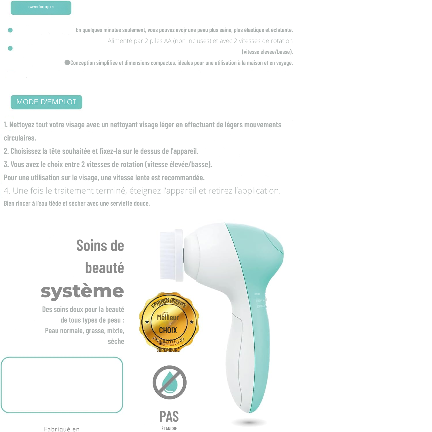 Brosse Nettoyante Visage Électrique – Face Scrubber Exfoliant 7-en-1 (Coloris Opal)