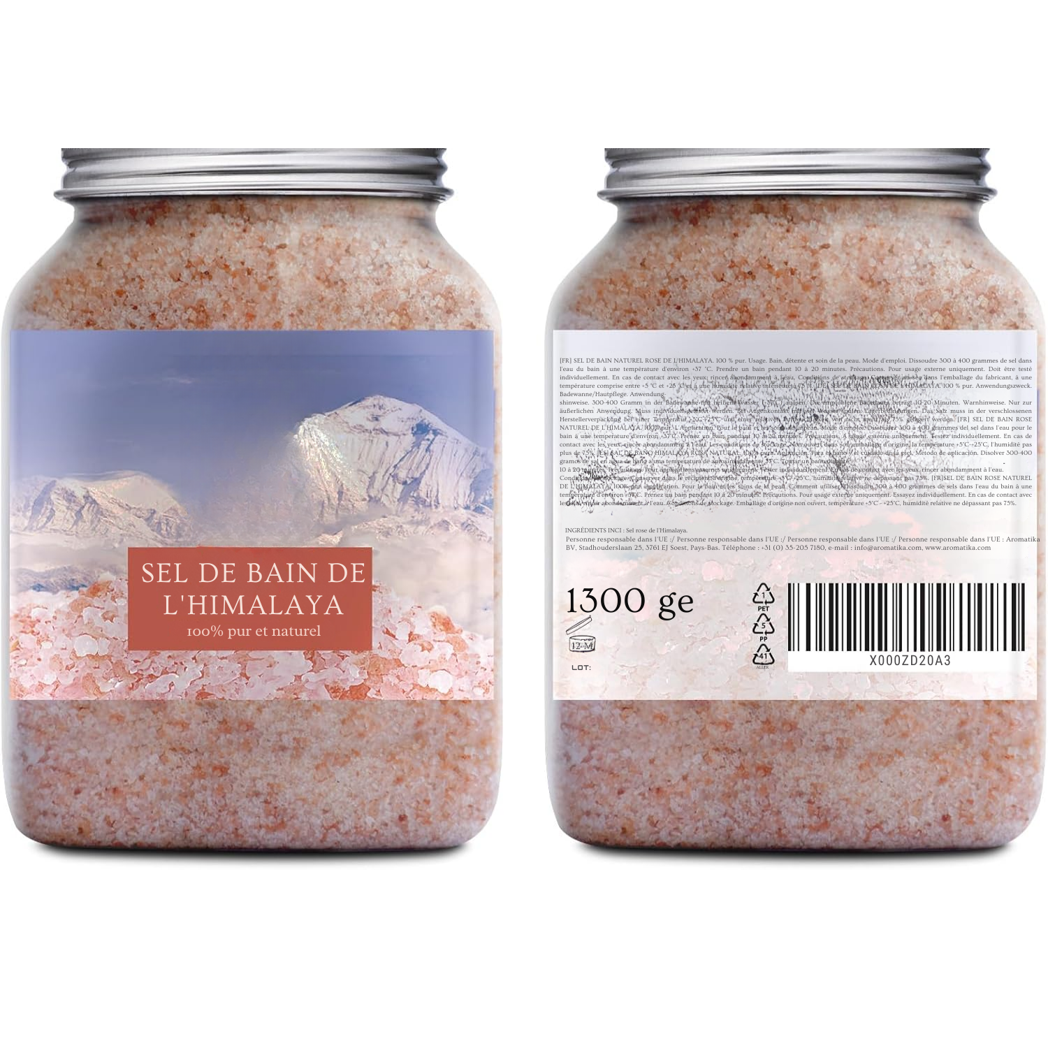 Sel Rose de l’Himalaya – 100 % Pur et Naturel – Cristaux de Sel 1300 g (46 oz)