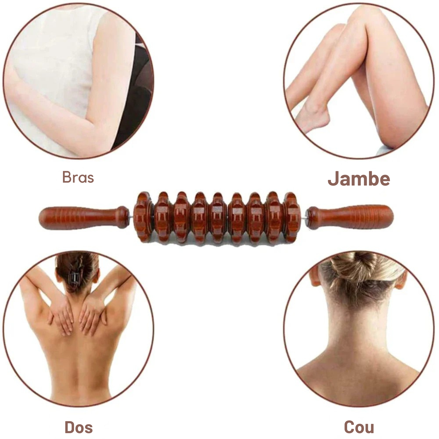 Rouleau en Bois Courbé – Massage Anti-Cellulite & Drainage Lymphatique