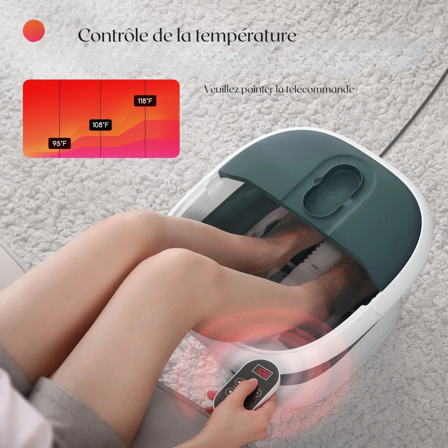 Spa de Pieds Chauffant avec Télécommande