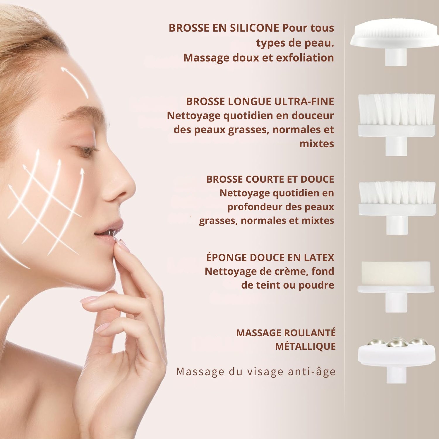 Brosse Nettoyante Visage Électrique – Face Scrubber Exfoliant 7-en-1 (Coloris Opal)