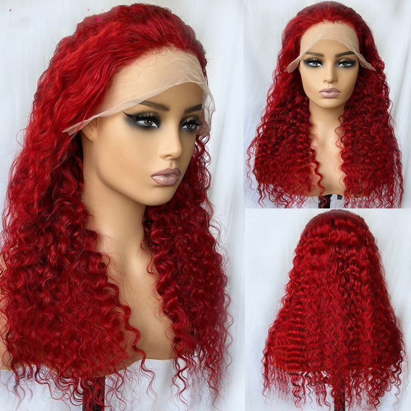 Perruque Rouge Ondulée Profonde – Cheveux Humains Naturels – Lace Front