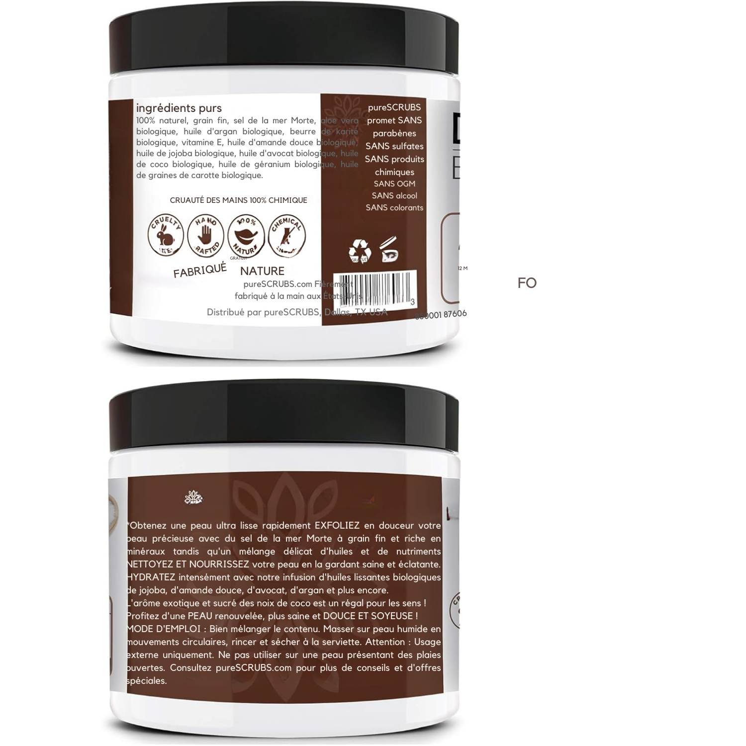 Coffret Gommage Corporel au Coco Premium – Grand Format 454g au Sel de la Mer Morte, Enrichi en Huiles Essentielles et Nutriments – Inclus : Cuillère en Bois, Gant Loofah et Savon Exfoliant à l’Avoine