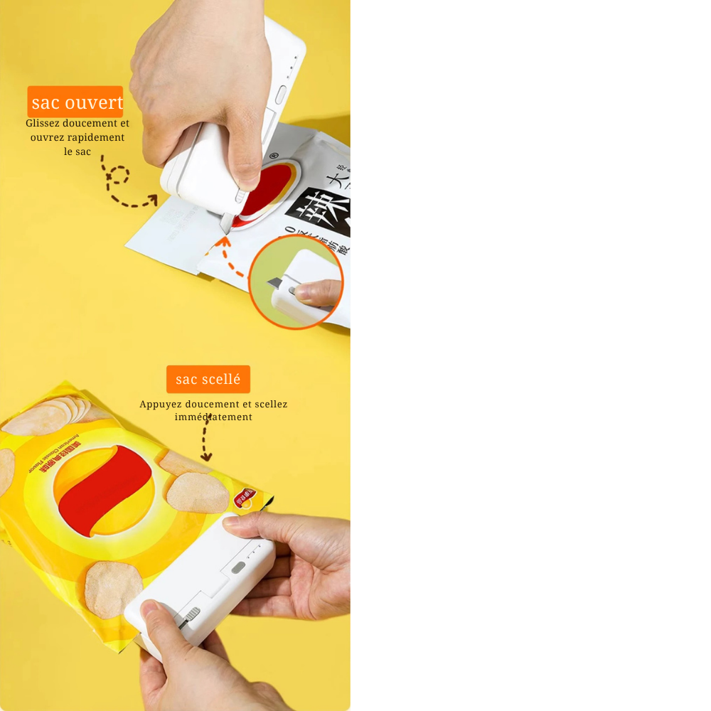 Scelleuse de Sacs Plastiques Mini – Appareil de Soudure Thermique Rechargeable pour Emballages Alimentaires